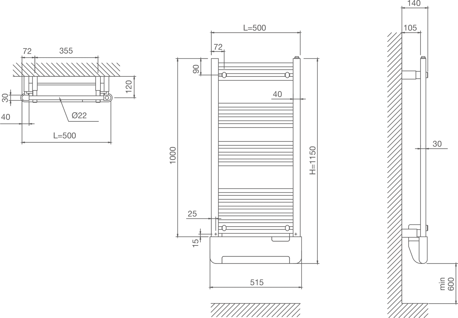 Rointe Milano 1500W LowFlow Electric Towel Rail with Heating Fan ...