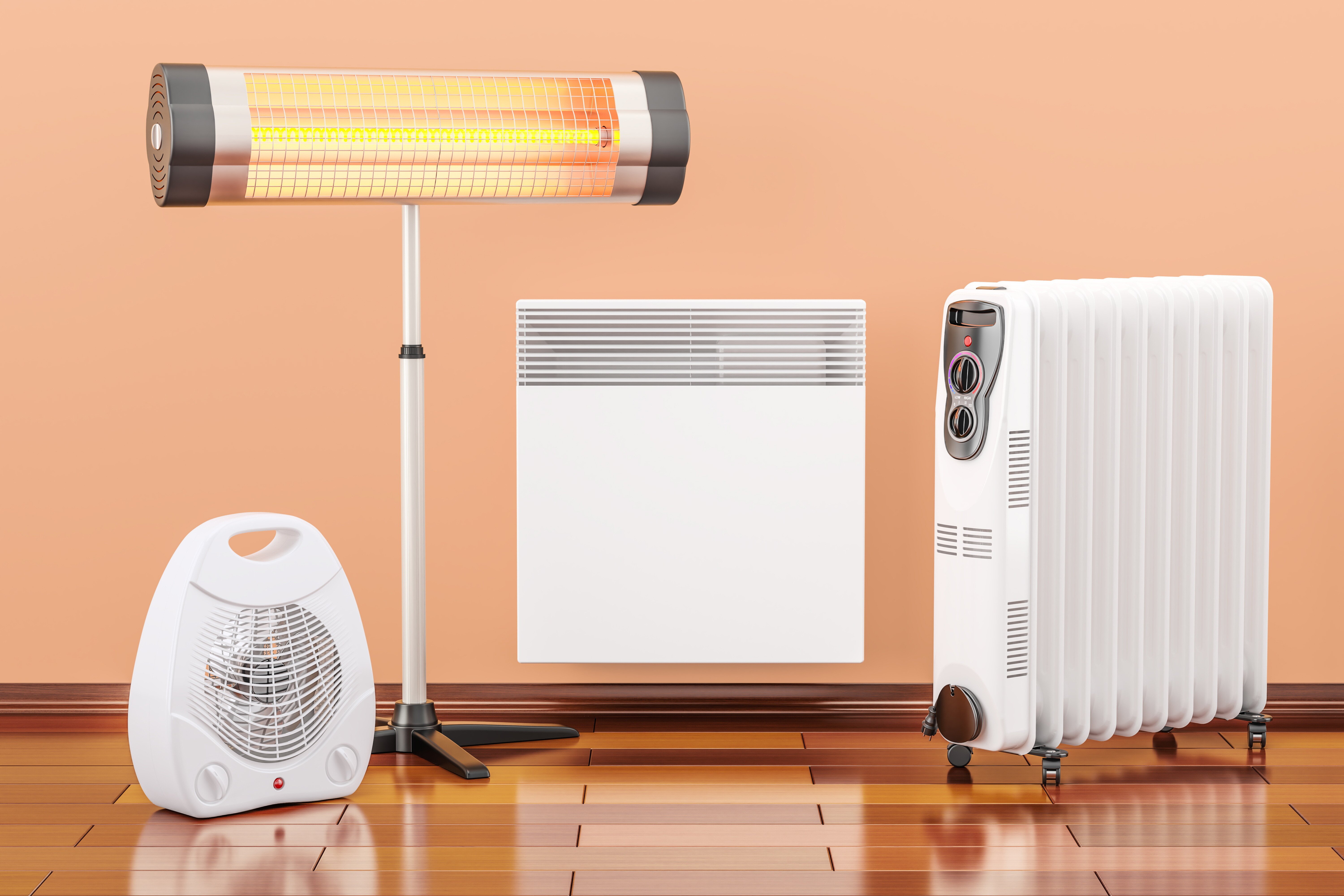 A variety of small electric heaters