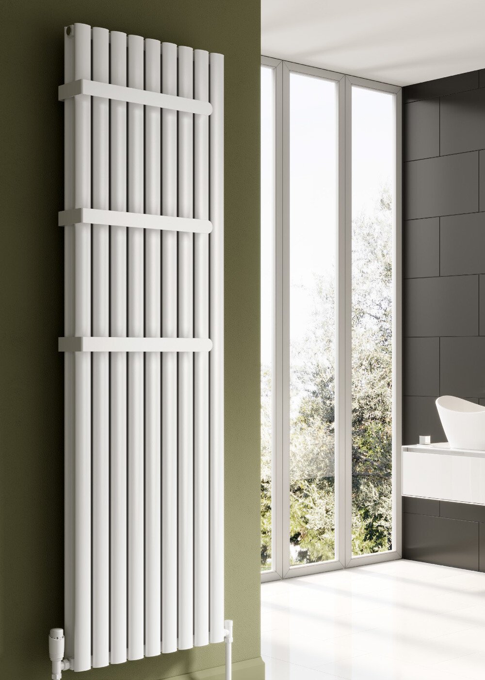 grey vertical radiators